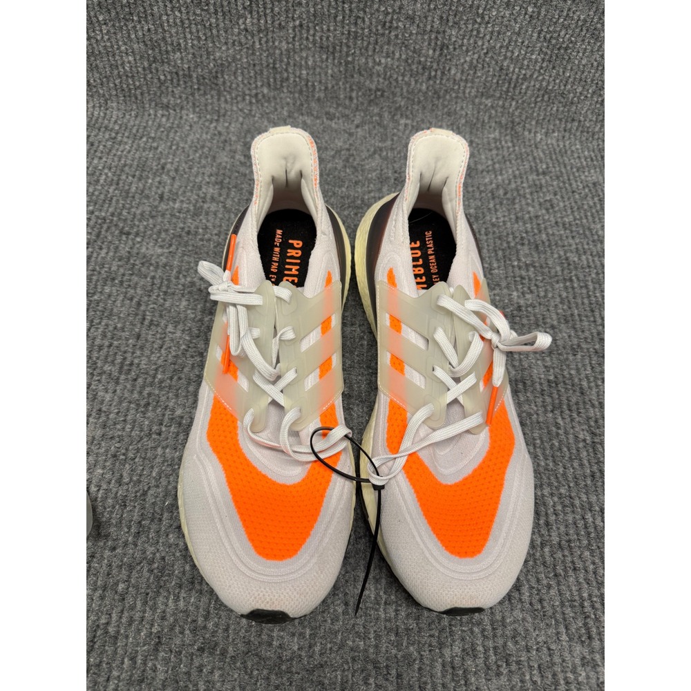 Adidas Ultraboost 21 Mens‎ White Solar Orange Primeblue Running Shoes S23867